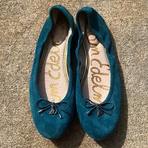 Sam Edelman Felicia suede flats 8.5 teal blue